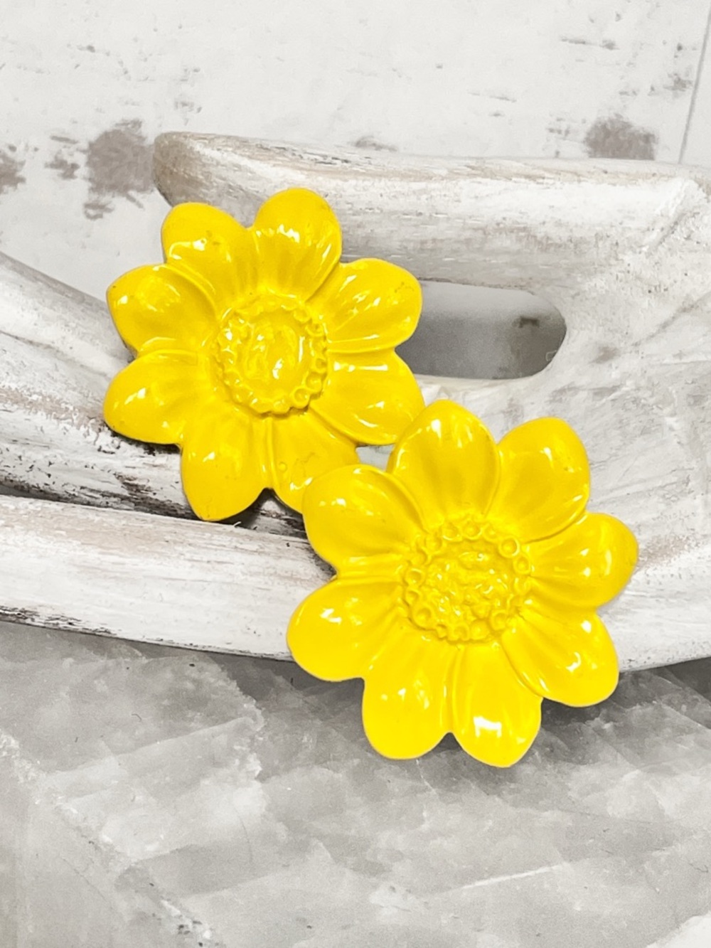 VTG Yellow Flower Stud Earrings